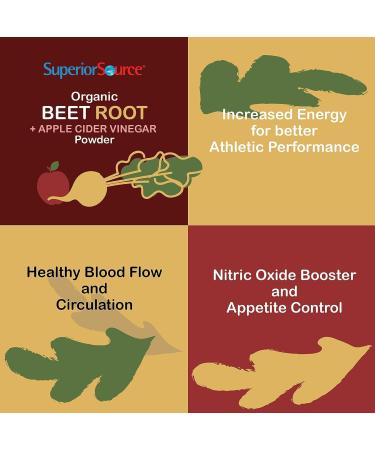 Organic Beet Root + Apple Cider Vinegar Powder - Nitric Oxide Booster - 30 Servings - Heart Health & Immunity Support - Non-GMO - Buy Online on GoSupps.com