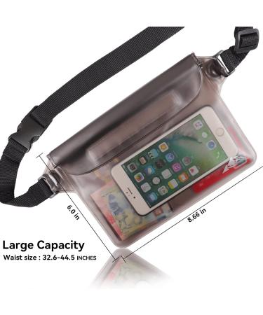 HEETA 2-Pack Waterproof Pouch with Waist Strap - Screen Touch Sensitive Bag for Swimming, Diving, Boating - Keep Phone and Valuables Dry - Black & Grey - Buy Online on GoSupps.com