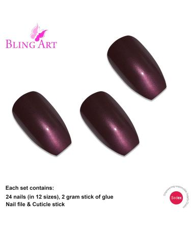 Bling Art Brown Pearlescent Coffin False Nails - 24 Long Artificial Ballerina Nails with Glue for Stunning Manicure - Buy Online on GoSupps.com