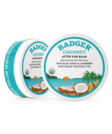 Badger Coconut AfterSun Balm 100% Organic Soothing Sunburn Relief Great Smelling Moisturizing & Hydrating After Sun Skin Care 2 oz Tin 2 Ounce (Pack of 1) - Buy Online on GoSupps.com
