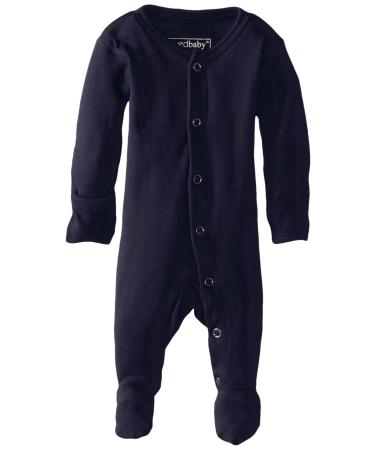 L'Ovedbaby Girls' Organic Baby Snap Footie 0-3 Months Navy
