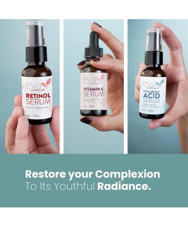 Eva Naturals Anti-Aging Serum Bundle - Vitamin C, Hyaluronic Acid, Retinol - Facial Skin Care Products for Hydration, Wrinkles, and Lines - Buy Online on GoSupps.com