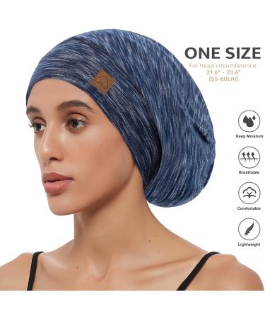 Silk Satin Sleep Cap Bonnet for Natural Curly Hair | Adjustable Night Cap - HEATHER BLUE - Buy Online on GoSupps.com