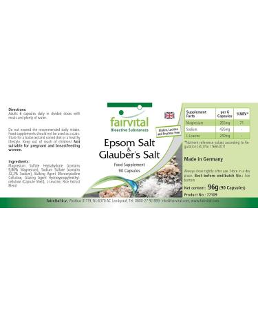 Fairvital | Epsom Salt and Glauber's Salt - Vegan - 90 Capsules - Magnesium sulfate and Sodium sulfate - Buy Online on GoSupps.com