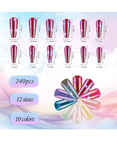 240 Extra Long Aurora Pattern Ballerina Coffin False Nails - Solid Color Full Cover Fake Nails for DIY Nail Salon - Buy Online on GoSupps.com