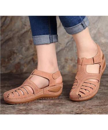 Shop Women's Summer Sandals - Comfortable Wide Fit Vintage Peep Toe Suede Flats - Buy Online on GoSupps.com