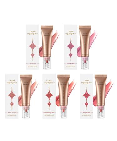Liquid Blush, Liquid Blush - Essence, Long-lasting Liquid Blush, Ensures a Soft Finish, Brighten Hydrating Liquid Highlighter, Smooth Shimmer Liquid Luminizer (5PC, 12ml)