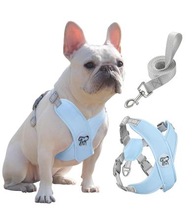 Pawaboo Dog Harness with Dog Leash Set X-Frame Adjustable Anti Pull Anti-Suffocation Dog Chest Harness for Small Medium Dogs & Puppies Breathable Dog Vest with Leash (L Blue) L Blue