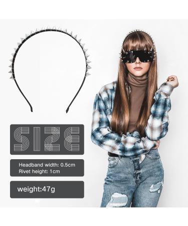 AOVNA Silver Metal Stud Rivet Spike Headband Lightweight Flexible Women Headwear Aliceband Punk Girl Easy to Wear Eye-Catching - Buy Online on GoSupps.com