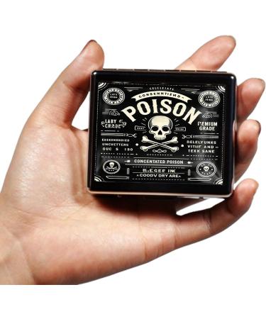 Cute Portable Metal Pill Organizer - 8 Compartment Travel Case | Elegant Chrome Finish | Retro Poison Label Design - Buy Online on GoSupps.com