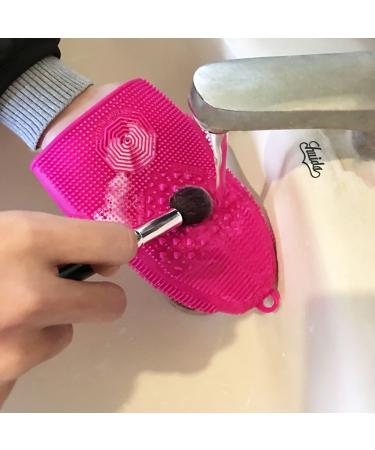 Buy Makeup Brush Cleaner Glove Mat - Silicone Cosmetic Scrubber for Face & Eye Brushes - Pink (Rose Red) - International Shipping Available - Buy Online on GoSupps.com