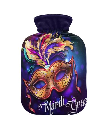 Mardi Gras Hot Water Bottle with Cover Hot Water Bottles for Pain Relief Hot Water Bottle Water Bag Feet and Bed Warmer for Arthritis 1L