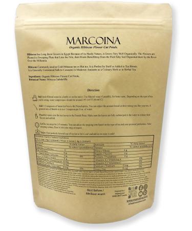 Organic Hibiscus Flowers Herbal Loose Tea by Marcoina - Cut Petals 227g in Resealable Bag Caffeine-Free from Egypt - Perfect for Hot or Cold Brew Tea - Known as Hibiscus sabdariffa. - 8oz. Hibiscus Organic Cut Flower 227g(8oz) - Buy Online on GoSupps.com