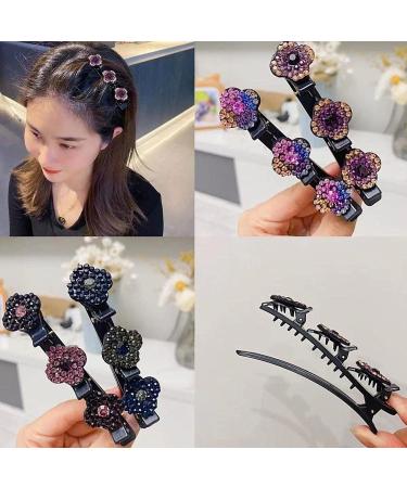 Sparkling Crystal Stone Braided Hair Clips Braided Hair Clips with 3 Small Clips Mini Waterproof Rhinestone Satin Fabric Hair Bands for Women Styling Sectioning (3PCS) - Buy Online on GoSupps.com