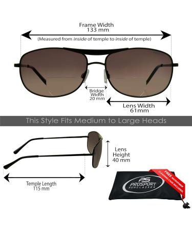 proSPORT Aviator Bifocal Reading Sunglasses +3.50 - Smoke & Brown Lenses for Men & Women - Stylish & Functional Eyewear - Buy Online on GoSupps.com