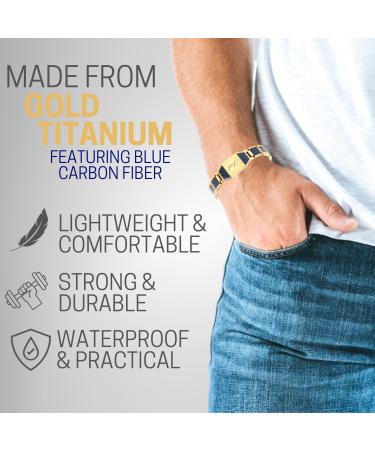Willis Judd Men's Dad Bracelet - Gold & Blue Carbon Fiber Magnetic Bracelet in Gift Box | International Shipping Available - Buy Online on GoSupps.com