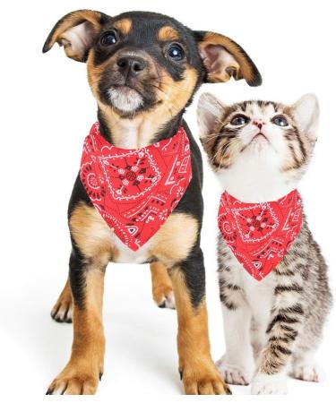 Adjustable Dog Bandana Headscarves for Small Dogs & Cats | Red Neckerchief (M) - Buy Online on GoSupps.com