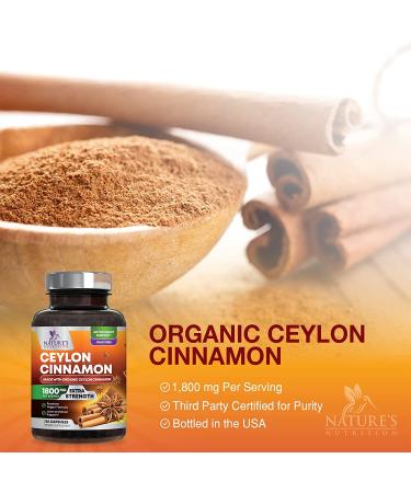 Certified Organic Ceylon Cinnamon Capsules 1800mg - Vegan Cinnamomum Verum Vitamins - 120 Capsules - Buy Online on GoSupps.com