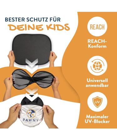 Buy Pawny Sun Protection Auto Baby - UV Protection for Kids (2 Set) with 8 Suction Cups | Universal Size Black | International Shipping Available - Buy Online on GoSupps.com