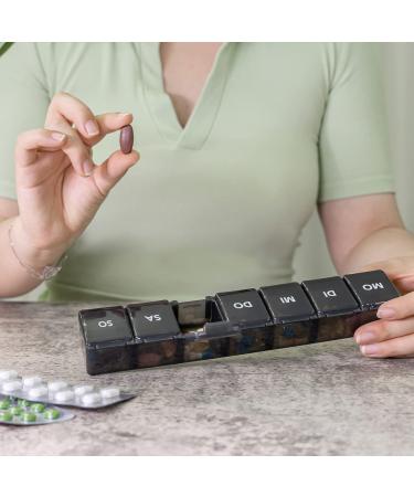 Buy Sukuos 7-Day Pill Box with 2 Compartments | Moisture-Resistant Medication Organizer (Black & White) International Shipping - Buy Online on GoSupps.com