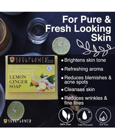 Lemon Ginger Soap | Natural Handmade Cold Processed Bars for Pigmentation Aging Acne Dull Skin | Luxurious with Lemon Oil Ginger & Turmeric | 5 Oz - Buy Online on GoSupps.com