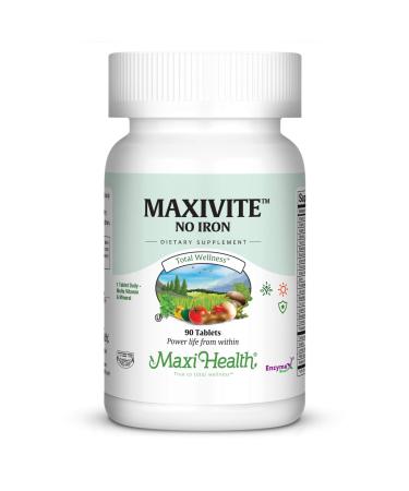 MaxiVite - No Iron - One a Day Multi Vitamin 90 Tabs - Gluten Free - Kosher