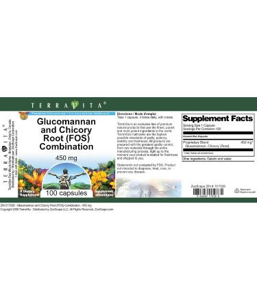 Glucomannan and Chicory Root (FOS) Combination - 450 mg (100 Capsules ZIN: 517028) - Buy Online on GoSupps.com