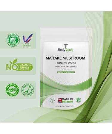 Bodygenix Maitake Mushroom Capsules - 500mg Digestion Support Weight Management Immune Boost High Antioxidant Formula Vegan Friendly Natural Supplement - 30 Capsules 1 Month Supply - Buy Online on GoSupps.com