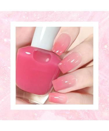 Pink Nail Polish Translucent Nude Pink Nail Varnish Quick Dry Long Lasting Clear No Need Cure Natural Nail Polish for DIY Nail Art Manicure Gift for Women & Girls - Buy Online on GoSupps.com
