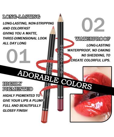 12 Pcs Lip Liner Pencil Set High Pigmented Waterproof Matte Lip Liner Set Professional Long Lasting Smudge-proof Lipstick Pen Rich Pigmented Color Lip Pencil Lipliner Set - Buy Online on GoSupps.com