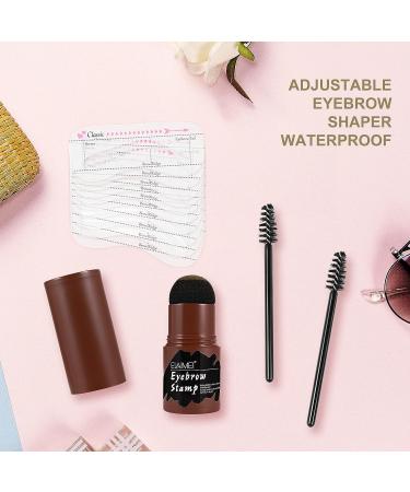 Eyebrow Stamp Shaping Kit - Long Lasting Buildable Eyebrow Makeup with 10 Stencils and 2 Brushes - Medium Brown - Buy Online on GoSupps.com