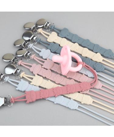 Yolnkos Silicone Frog Pacifier Clips for Baby Girls - 2-Pack Beige & Gray - Cute Clips Dummy Holder for Baby Showers - Buy Online on GoSupps.com