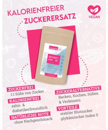 Sucker-Free Erythritol + Stevia Powder - 1:1 Sugar Replacement 500g | Calorie-Free Sweetener for Diabetics & Health-Conscious - Buy Online on GoSupps.com