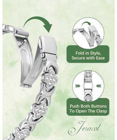 Jeracol Titanium Steel Magnetic Bracelet for Women - Lucky Clover Design with Folding Clasp - Adjustable & Includes Sizing Tool - Gift Box Included - Buy Online on GoSupps.com
