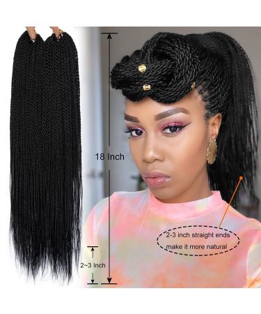 Senegalese Twist Crochet Hair - 8 Packs 18 Inch | Small Twist Braids for Black Women | Hot Water Setting, Natural Ends (1B) - Buy Online on GoSupps.com