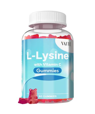 L-Lysine Gummies with Vitamin C Supplement - Vitamins for Adults Tissue Health & Immune System Supports Skin Lip Vegan Gluten Free Amino Acid Vitamin & Complex Supplements Non-GMO
