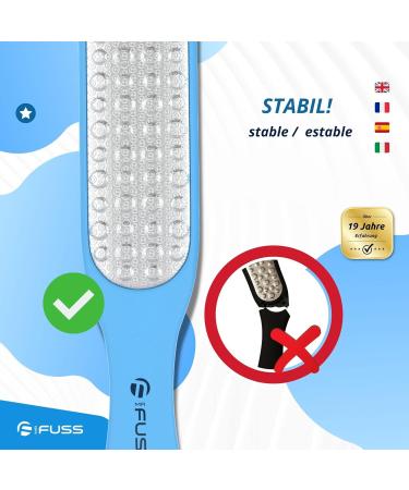 Mr. Fuss Laser Hornhaut Trash - Double-Sided Corneal File for Safe & Effective Corn Removal - Non-Slip Plastic & Stainless Steel in Blue - Buy Online on GoSupps.com