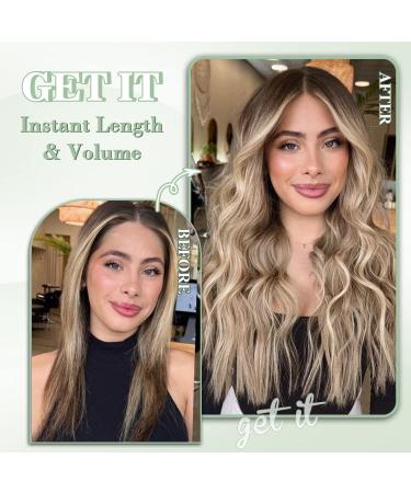 Ombre Blonde Clip In Hair Extensions UDU - 20 Long Wavy Curly Synthetic Fiber Hairpieces for Women - Buy Online on GoSupps.com