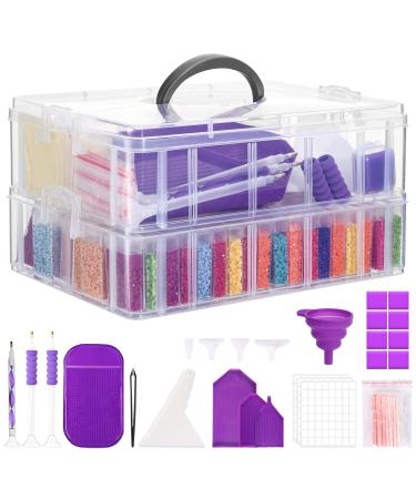 Quefe 120 Slots Diamond Painting Storage Containers, Diamond Painting Kits  Art Accessories and Tools Portable Box with Butterfly and Shockproof Jars  for DIY Art Craft Jewelry Bead Organizer Large (120Jars)