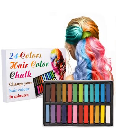 Hair Chalk 24-Color Hair Chalk Comb for Kids Bright Hair Color Washable Hair Dye DIY Unique Look Suitable for Birthday Christmas Parties