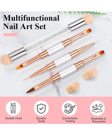 4-Piece Dual Head Acrylic Nail Brush Set - Gel & Ombre Nail Art Brushes for Perfect Nail Designs - Buy Online on GoSupps.com
