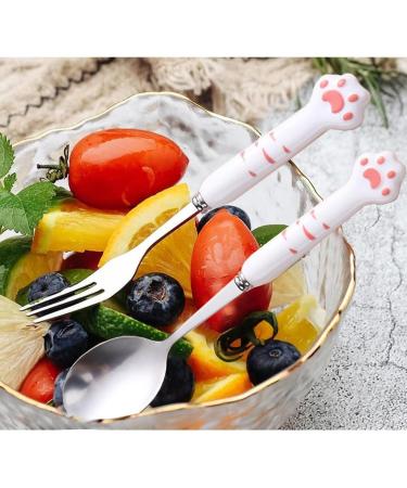 CRLLDPM Children's Cutlery Set - 2 PCS Baby Fork & Spoon - Stainless Steel Cat Paw Design for Toddlers & Kids (Pink) - Best Baby Feeding Utensils - Buy Online on GoSupps.com