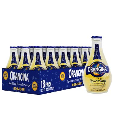 Orangina - Citrus Sparkling Juice Beverage (18 Bottles Total) - Light Pulp - Original Imported European French Recipe - No Artificial Ingredients - (3 Packs of 6 Bottles) (18 x 8.5 oz Bottle)