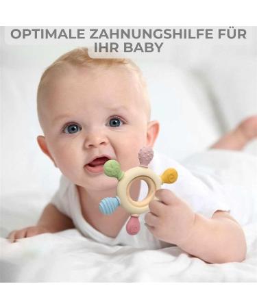 Caja Bei ring Baby - BPA-Free Teething & Gripping Bite Toy - Silicone & Wood Animal Motif Dental Aid - Buy Online on GoSupps.com
