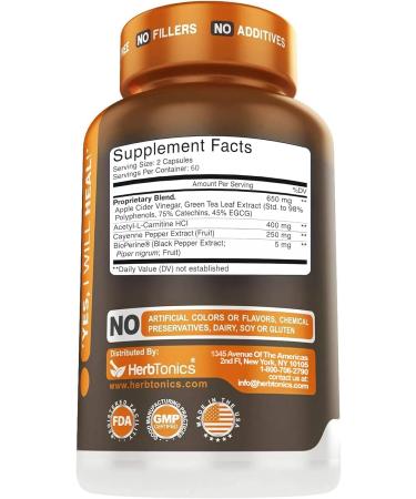 Herbtonics Thermogenic Supplement | Metabolic Health & GLP-1 Support for Men & Women | Clean Energy & Mental Focus | ACV Green Tea Extract & Caffeine | 120 Veg Capsules - Buy Online on GoSupps.com