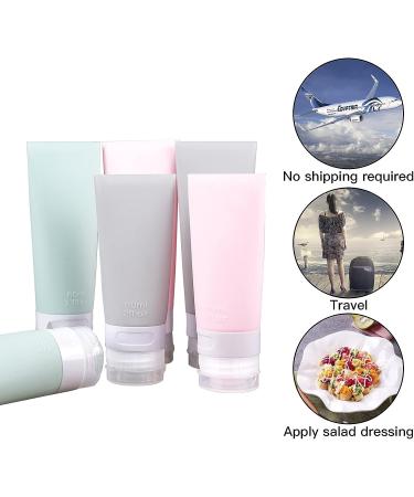 LibraCompany 6 Pack Portable Soft Silicone Travel Bottles Set - Leakproof Cosmetic Toiletry Containers in Pink, Green, Grey - Buy Online on GoSupps.com