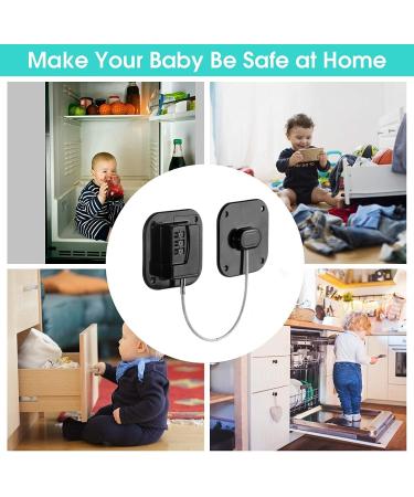 2 Pack Refrigerator Lock - Heavy Duty Combination Fridge Lock Child/Baby Proofing Lock for Cabinets Closets Drawers Window and More Easy Install and Use (Black) - Buy Online on GoSupps.com