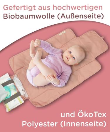 Jubi Dirty Pink Changing Pad - Organic Cotton & kotex Polyester Diaper Pad with Space for 4 Diapers & Wet Wipes - Perfect for On-the-Go! - Buy Online on GoSupps.com