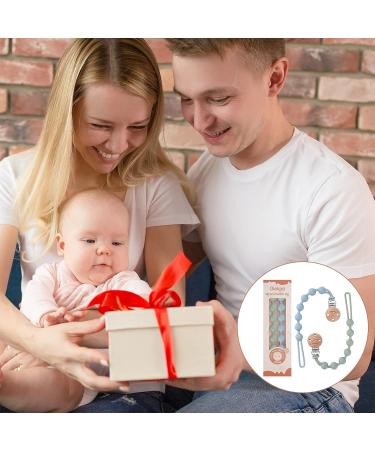 Pacifier Clips for Baby Boys and Girls - 100% Food Grade Silicone Wooden Design - Apricot+Powder Rose Round Paci Clip Holder for Shower Birthday Gift - Buy Online on GoSupps.com