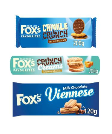 Biscuit Bundle Containing Fox's Salted Caramel Crunch Cream Biscuits Fox's Favourites Crinkle Crunch Milk Chocolate Fox's Biscuits Viennese Milk Chocolate Dipped Fingers